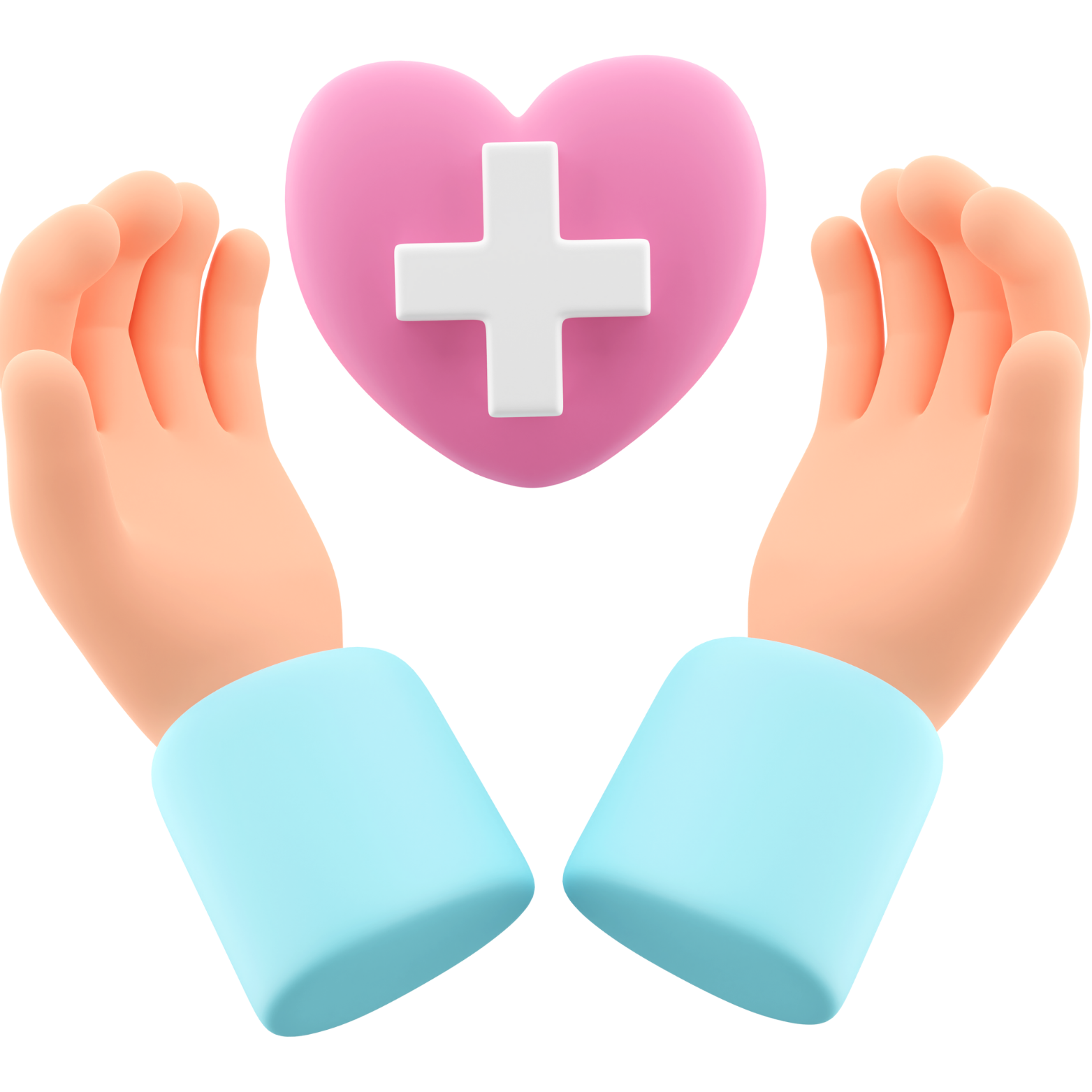 cartoon hands holding a heart with a cross