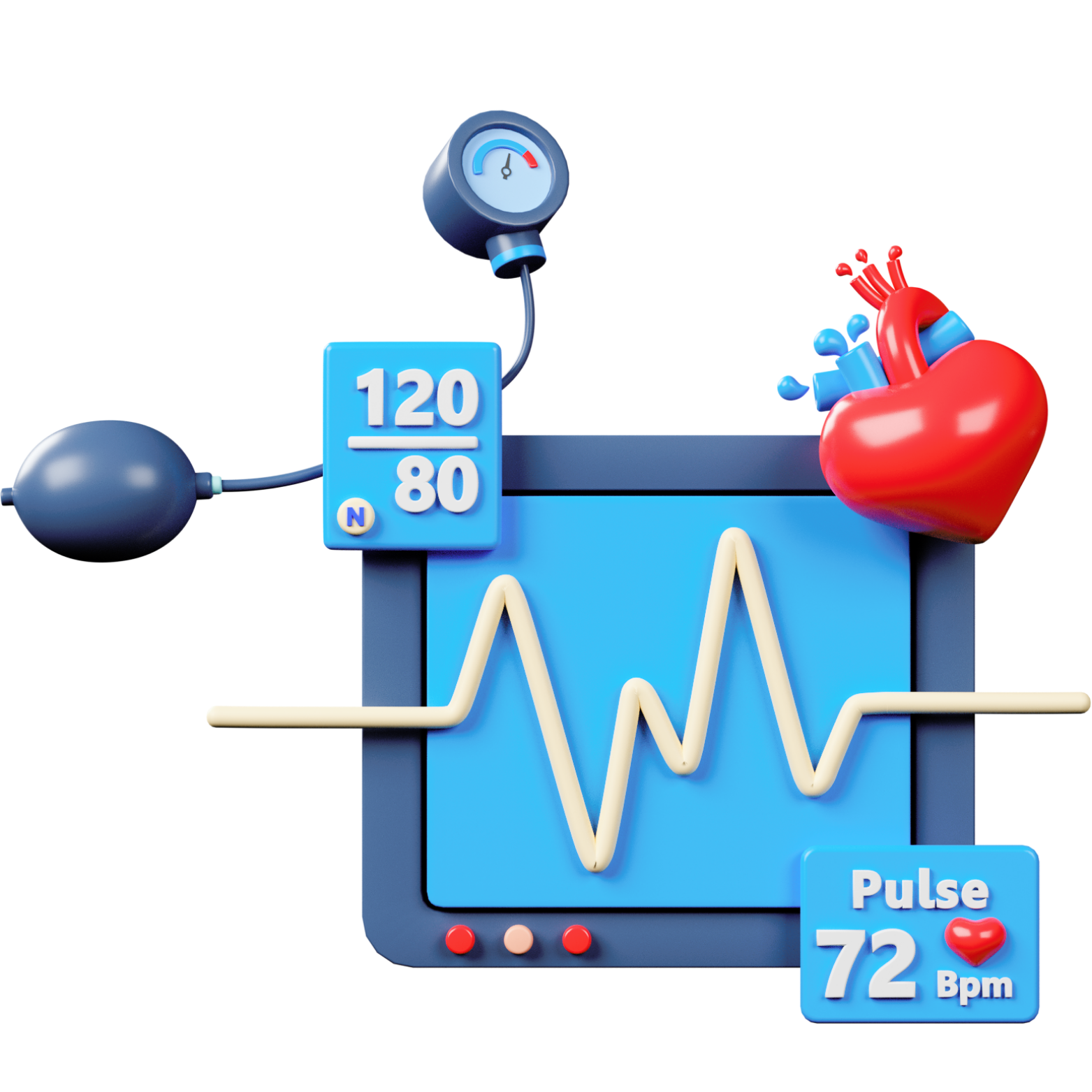 a computer screen with a heart and pulse monitor